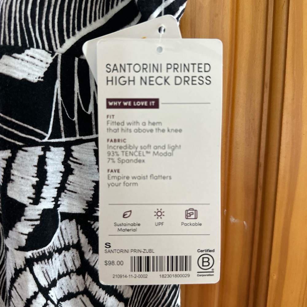 Athleta Black and White Santorini Printed High Neck Dress